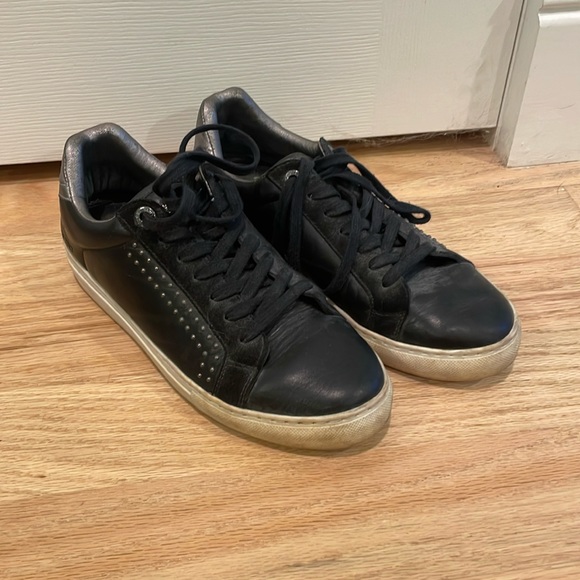 Zadig & Voltaire black & silver leather sneakers - Picture 1 of 7